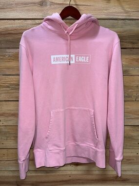 American Eagle Outfitters Pink Logo Hoodie, size Large